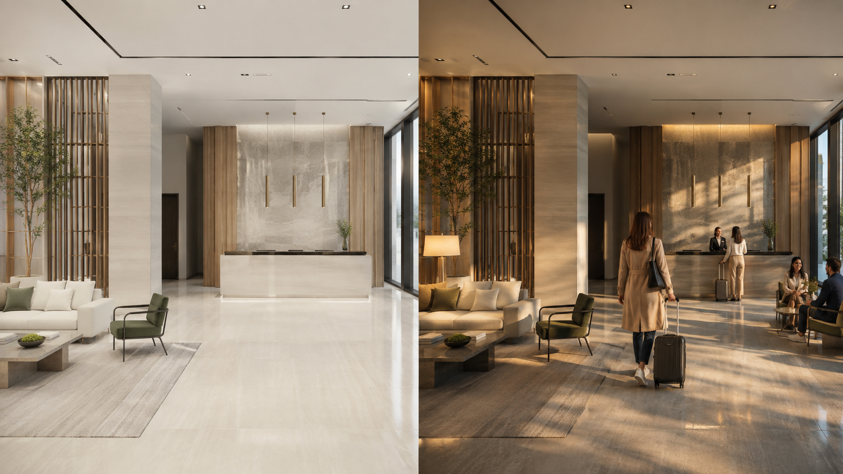 realistic 3d visualization lighting people materials Realistic 3D visualization showing how lighting, people and material relationships create a believable interior
