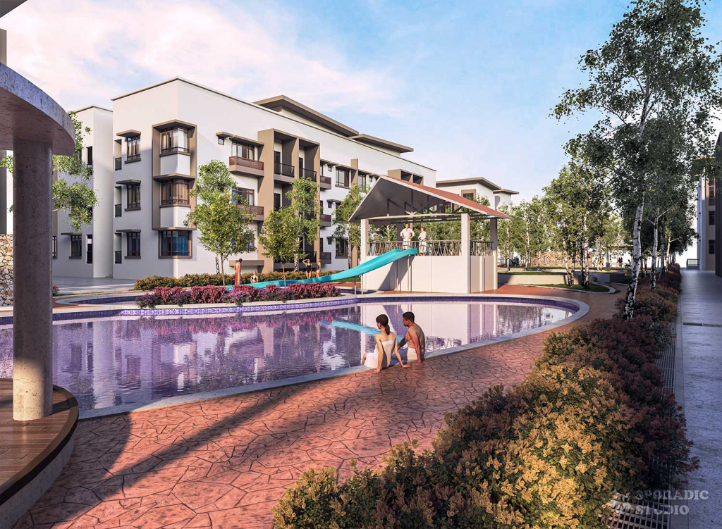 Amber Vue Apartment View 3 3d exterior visualization