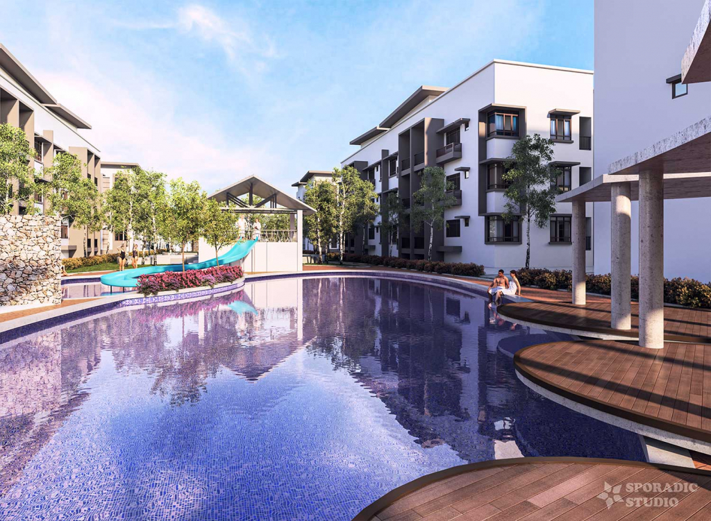 Amber Vue Apartment View 2 3d exterior visualization