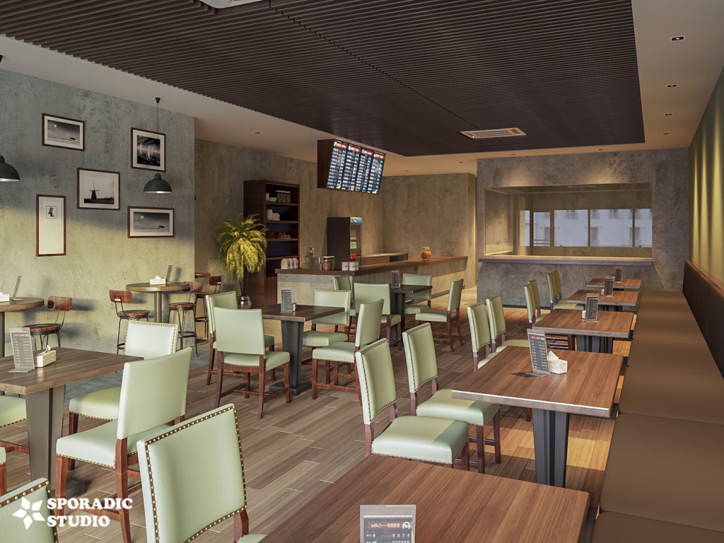 Restaurant 3d interior visualization