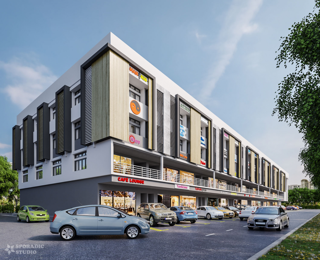 Shop Lot Facade 3d exterior visualization