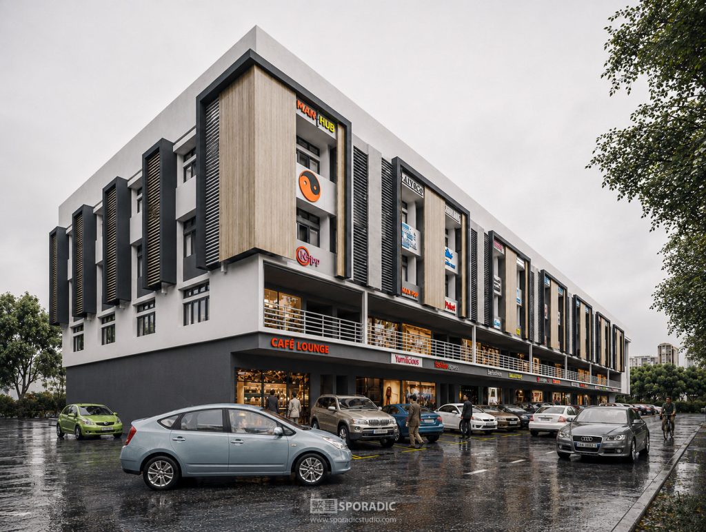 Shop Lot Facade 3d exterior visualization